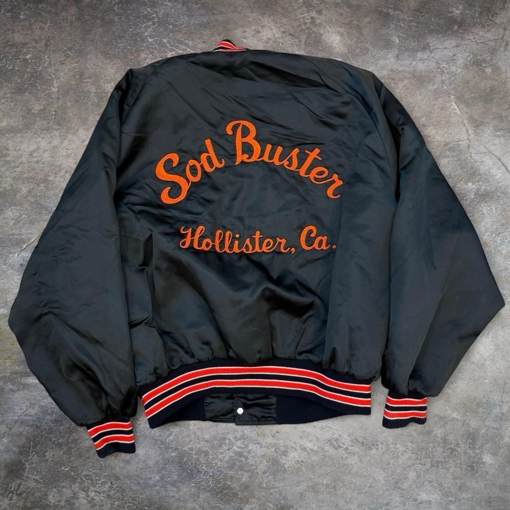 Vintage Chain Stitched Satin Bomber Jacket Men's Size XXL Boxy Fit USA Made 80s